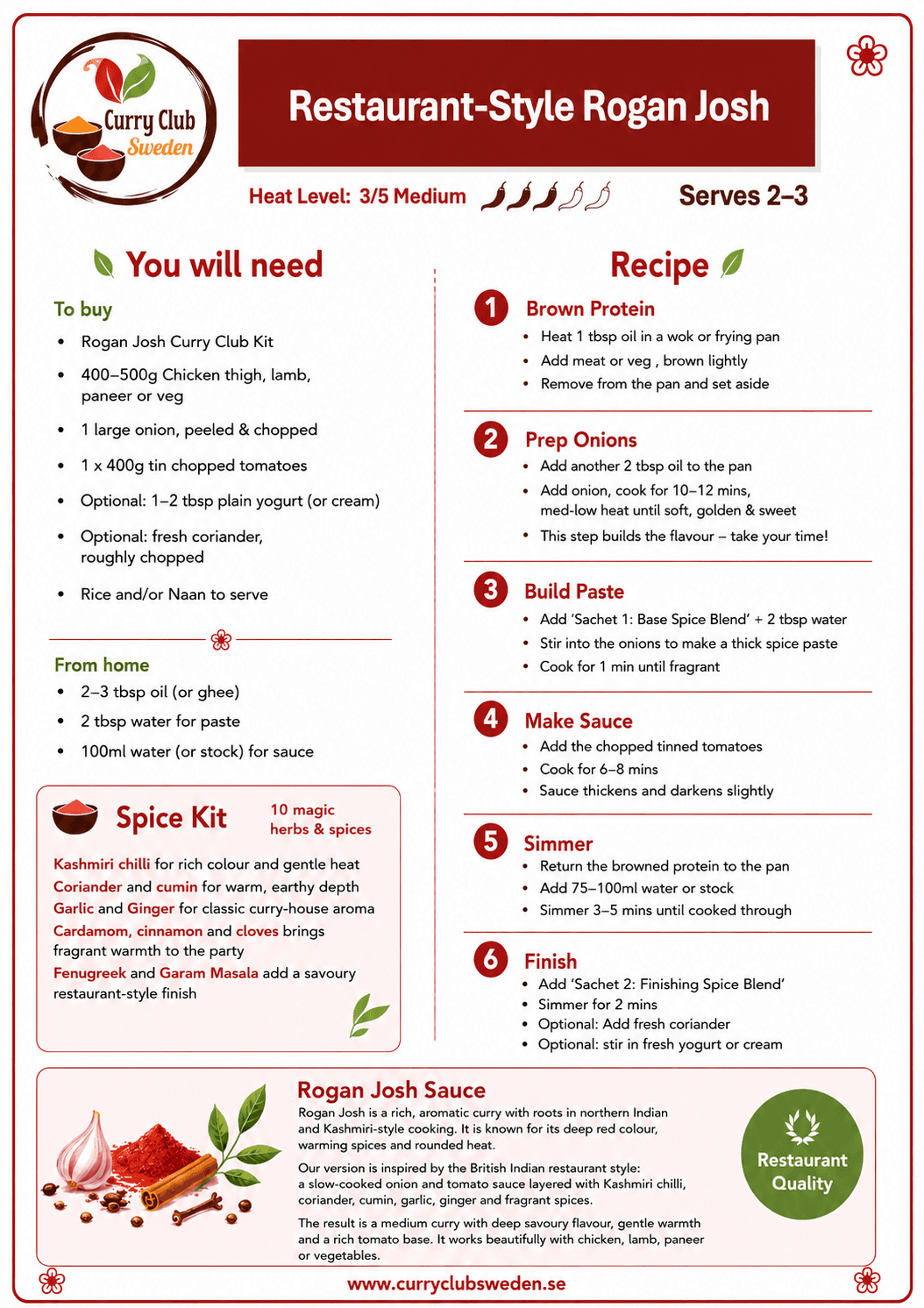 Rogan Josh recipe card